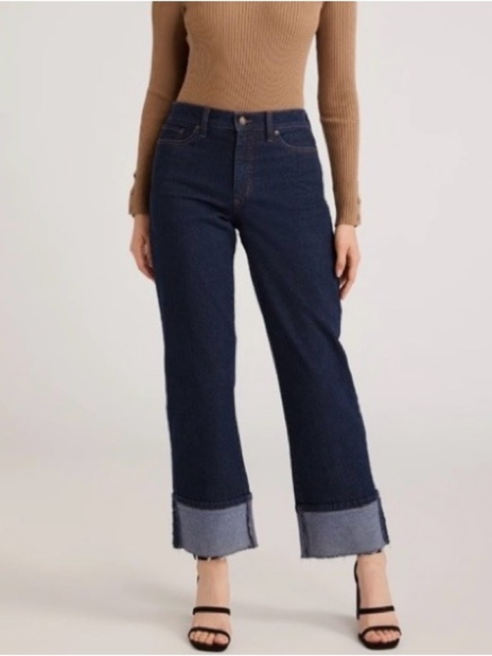 High-Rise Dark Blue Wide Cuff Jeans